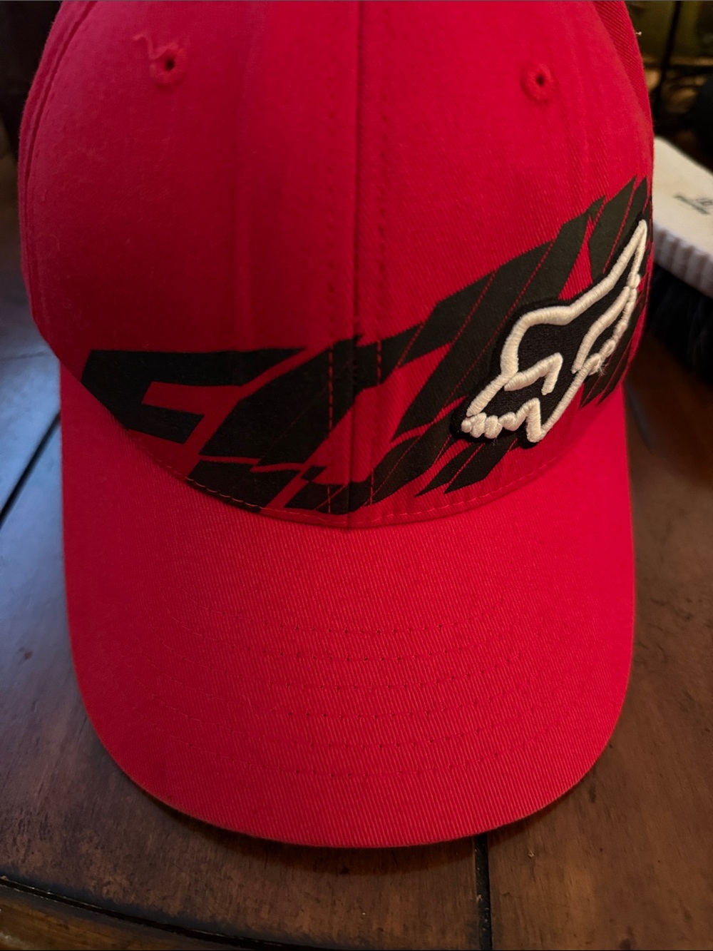 Fox Red Baseball Cap with Black Graphic and White Logo